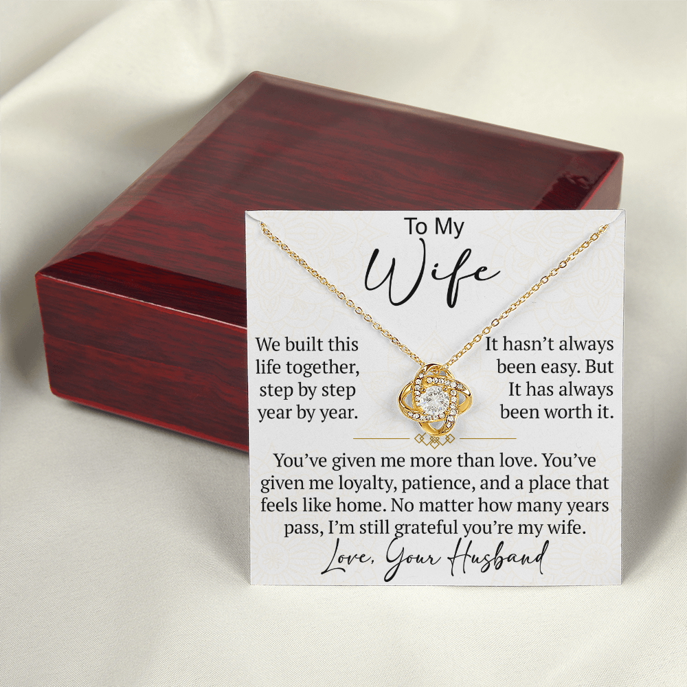 To My Wife Love Knot Necklace Gift From Husband, Meaningful Jewelry for Soulmate, Partner, Bride - Birthday, Wedding Anniversary Present