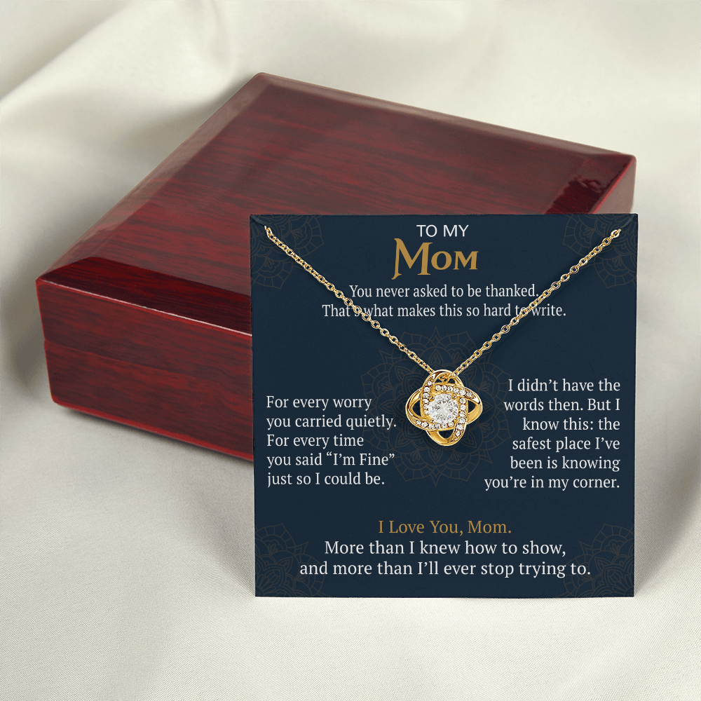 To My Mom Love Knot Necklace Gift from Daughter Son,  Meaningful Birthday Jewelry for Mother, Mama