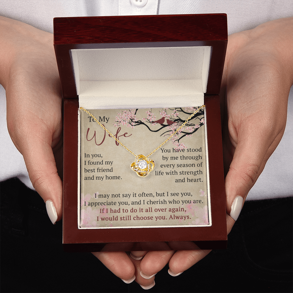 To My Wife Love Knot Necklace Gift From Husband, Meaningful Jewelry for Soulmate, Partner, Bride - Birthday, Wedding Anniversary Present