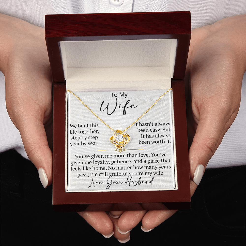 To My Wife Love Knot Necklace Gift From Husband, Meaningful Jewelry for Soulmate, Partner, Bride - Birthday, Wedding Anniversary Present
