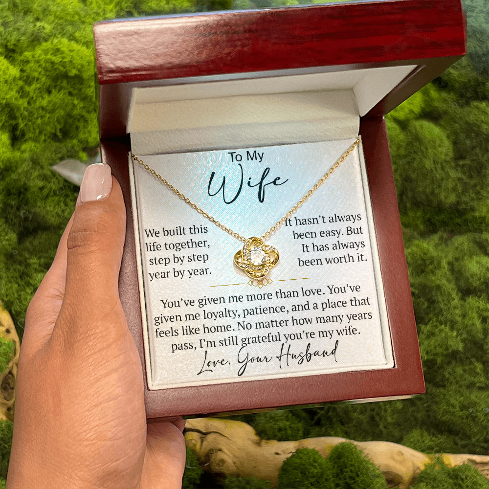 To My Wife Love Knot Necklace Gift From Husband, Meaningful Jewelry for Soulmate, Partner, Bride - Birthday, Wedding Anniversary Present