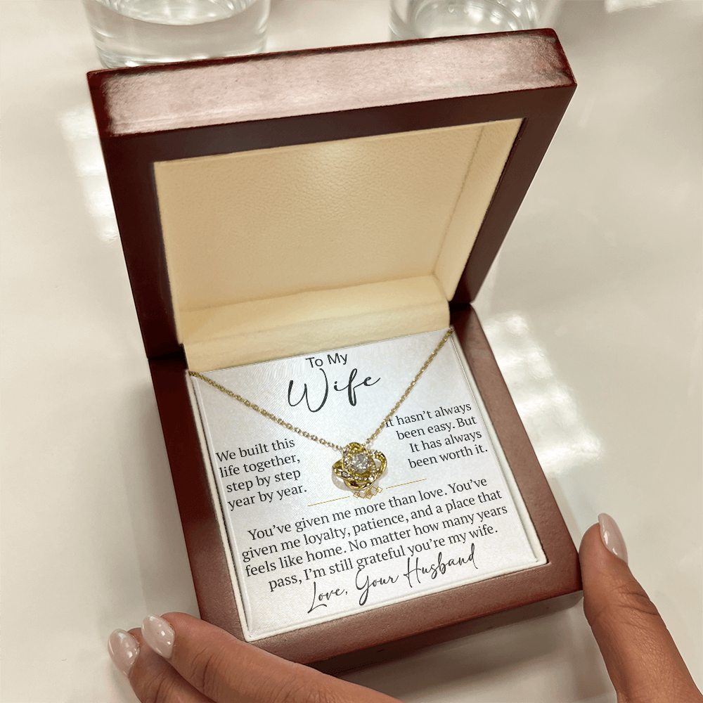 To My Wife Love Knot Necklace Gift From Husband, Meaningful Jewelry for Soulmate, Partner, Bride - Birthday, Wedding Anniversary Present