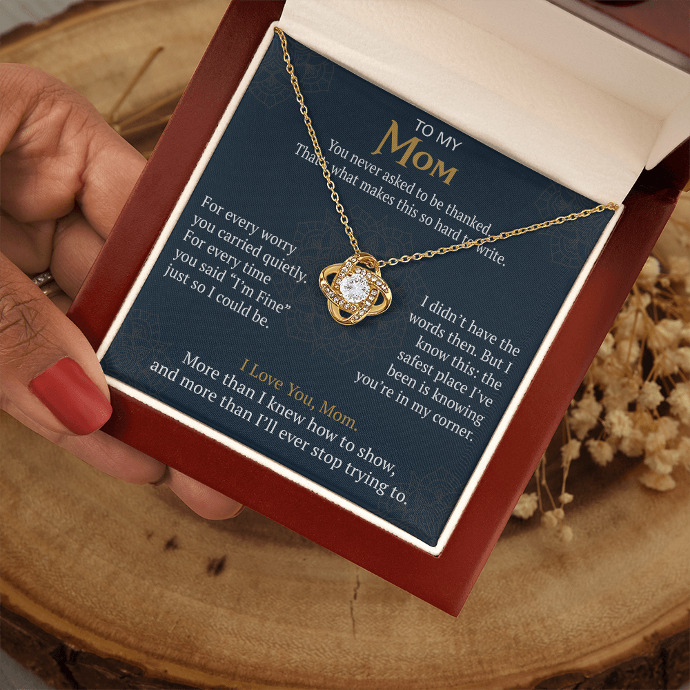 To My Mom Love Knot Necklace Gift from Daughter Son,  Meaningful Birthday Jewelry for Mother, Mama