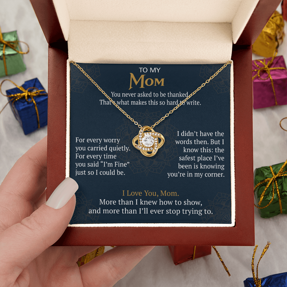 To My Mom Love Knot Necklace Gift from Daughter Son,  Meaningful Birthday Jewelry for Mother, Mama