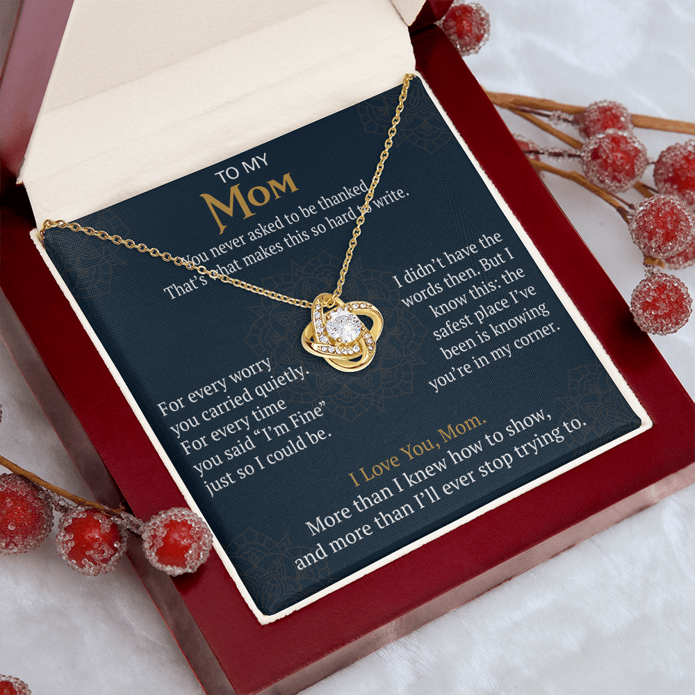 To My Mom Love Knot Necklace Gift from Daughter Son,  Meaningful Birthday Jewelry for Mother, Mama