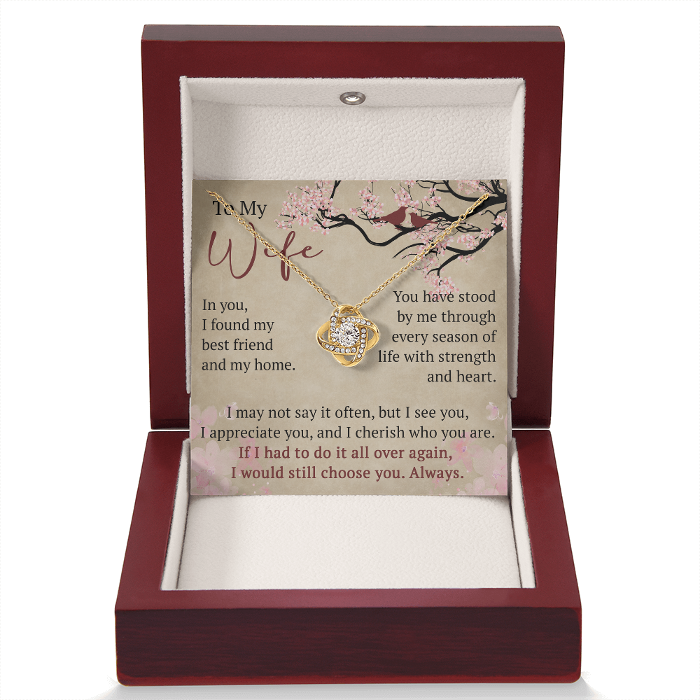 To My Wife Love Knot Necklace Gift From Husband, Meaningful Jewelry for Soulmate, Partner, Bride - Birthday, Wedding Anniversary Present