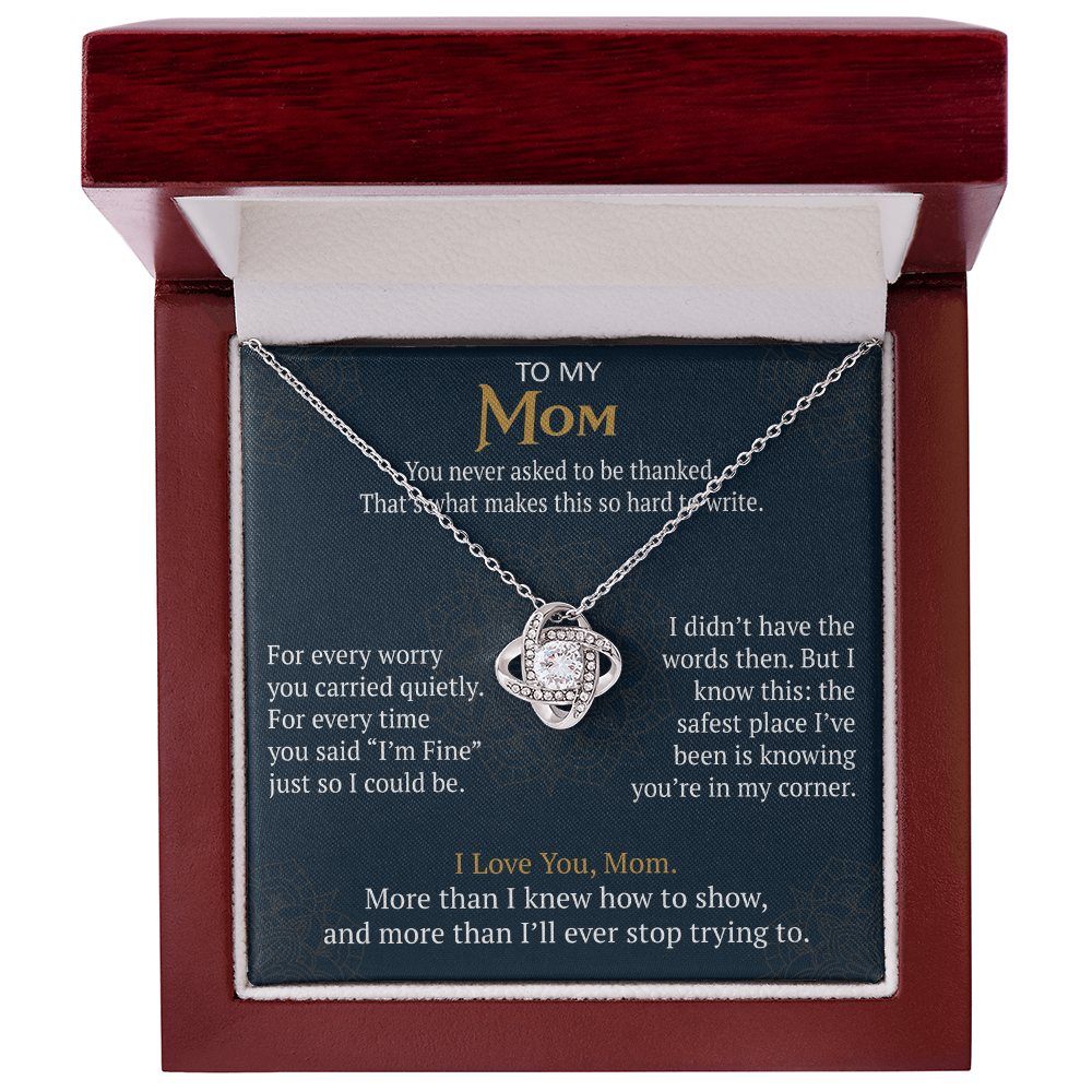 To My Mom Love Knot Necklace Gift from Daughter Son,  Meaningful Birthday Jewelry for Mother, Mama