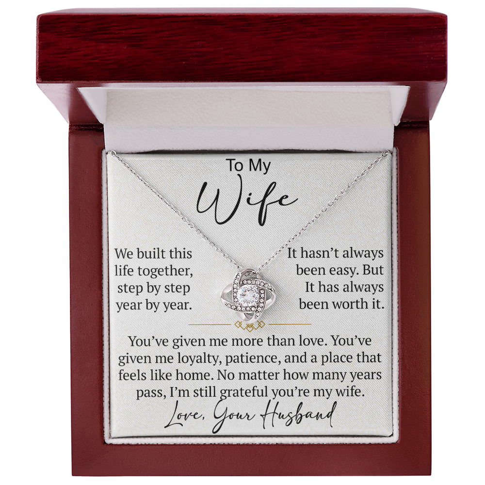 To My Wife Love Knot Necklace Gift From Husband, Meaningful Jewelry for Soulmate, Partner, Bride - Birthday, Wedding Anniversary Present