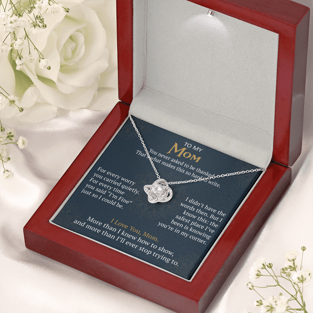 To My Mom Love Knot Necklace Gift from Daughter Son,  Meaningful Birthday Jewelry for Mother, Mama