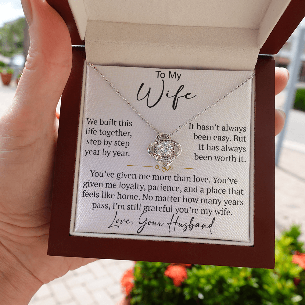 To My Wife Love Knot Necklace Gift From Husband, Meaningful Jewelry for Soulmate, Partner, Bride - Birthday, Wedding Anniversary Present