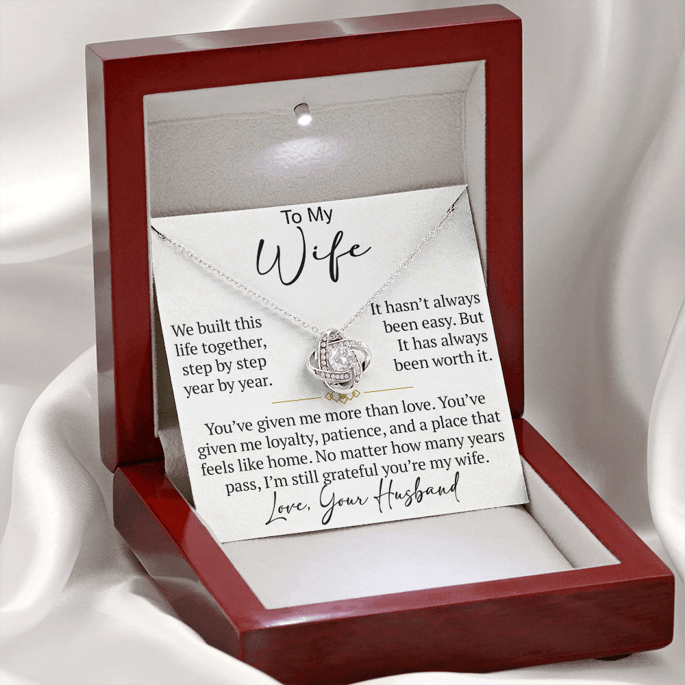 To My Wife Love Knot Necklace Gift From Husband, Meaningful Jewelry for Soulmate, Partner, Bride - Birthday, Wedding Anniversary Present