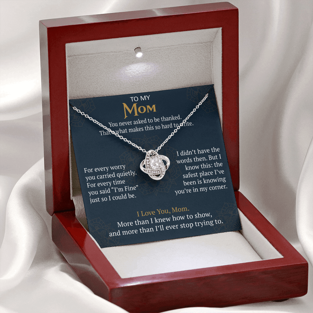 To My Mom Love Knot Necklace Gift from Daughter Son,  Meaningful Birthday Jewelry for Mother, Mama