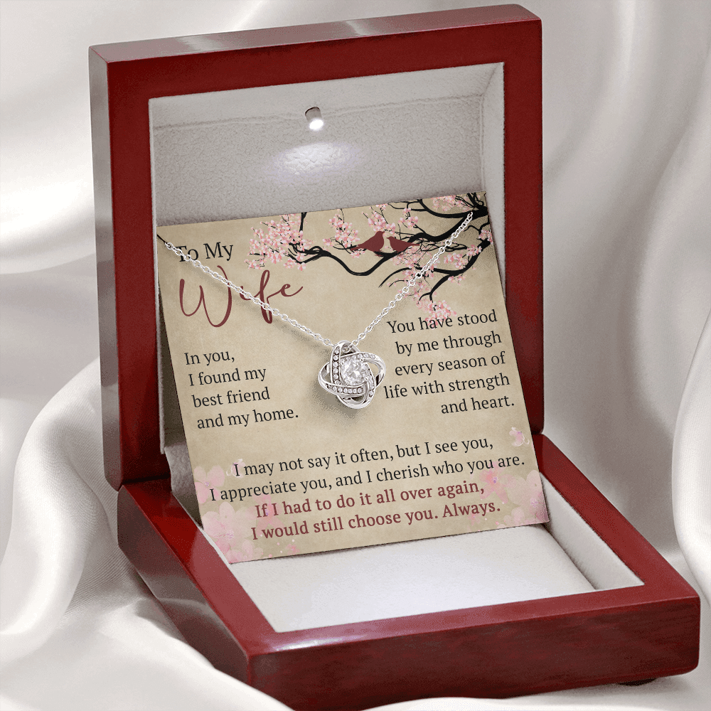 To My Wife Love Knot Necklace Gift From Husband, Meaningful Jewelry for Soulmate, Partner, Bride - Birthday, Wedding Anniversary Present