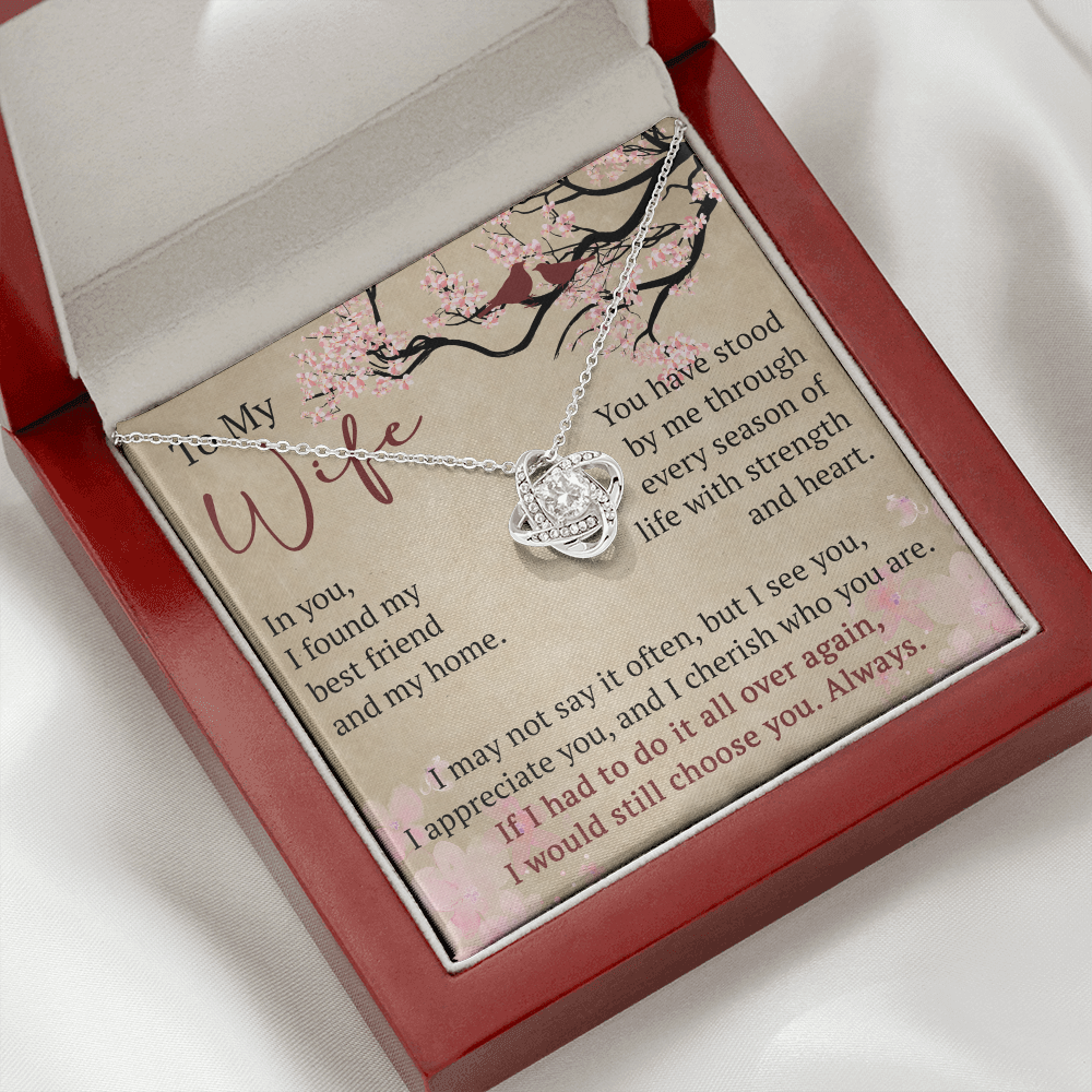 To My Wife Love Knot Necklace Gift From Husband, Meaningful Jewelry for Soulmate, Partner, Bride - Birthday, Wedding Anniversary Present