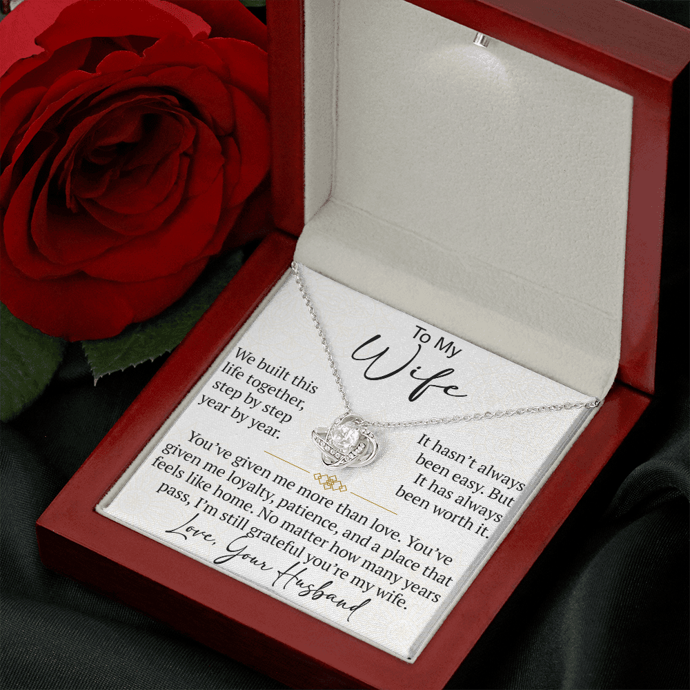 To My Wife Love Knot Necklace Gift From Husband, Meaningful Jewelry for Soulmate, Partner, Bride - Birthday, Wedding Anniversary Present