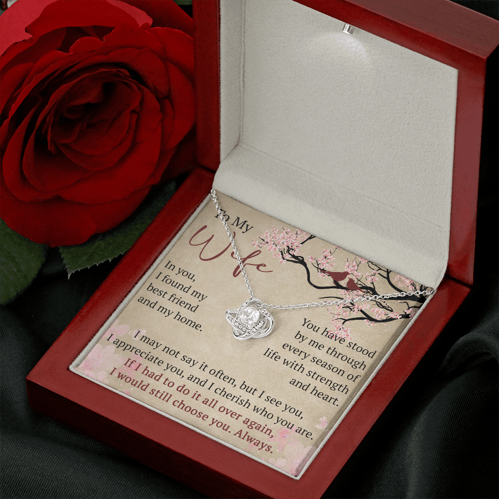 To My Wife Love Knot Necklace Gift From Husband, Meaningful Jewelry for Soulmate, Partner, Bride - Birthday, Wedding Anniversary Present