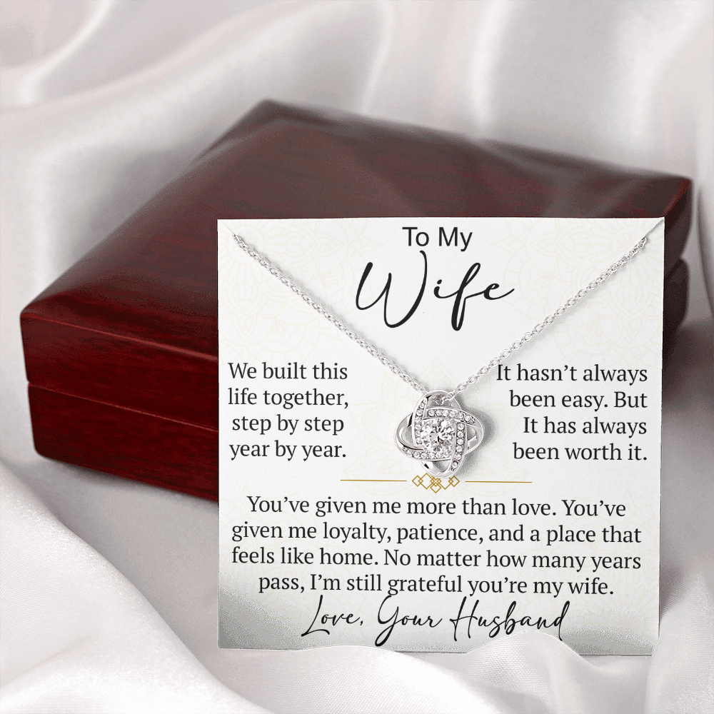 To My Wife Love Knot Necklace Gift From Husband, Meaningful Jewelry for Soulmate, Partner, Bride - Birthday, Wedding Anniversary Present