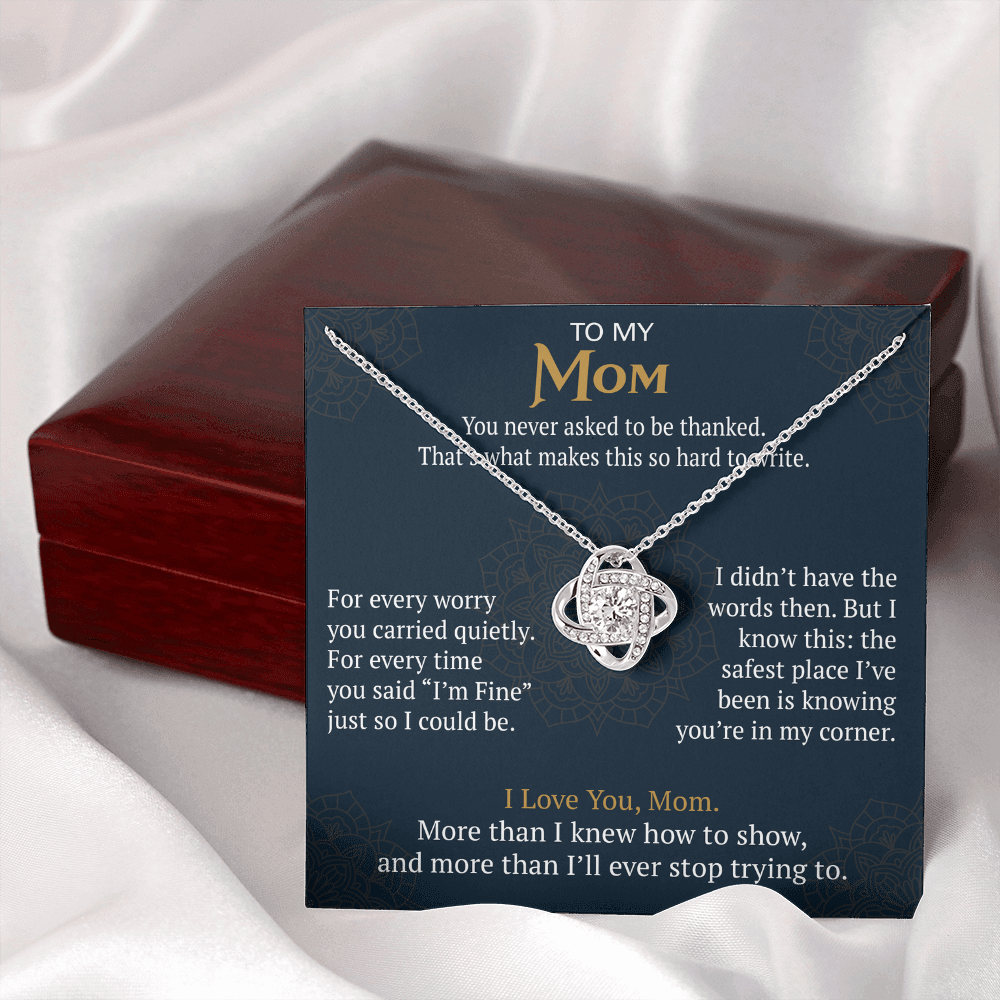 To My Mom Love Knot Necklace Gift from Daughter Son,  Meaningful Birthday Jewelry for Mother, Mama