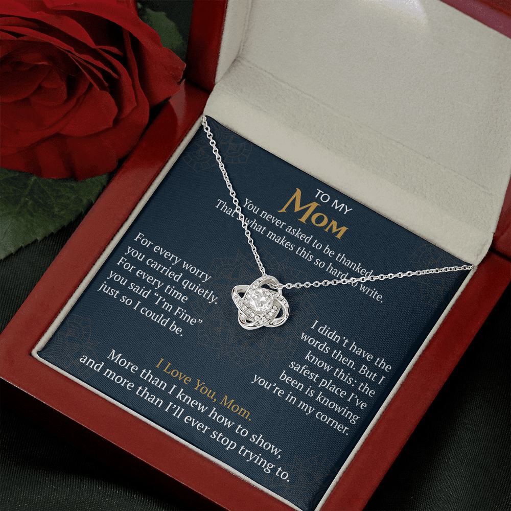 To My Mom Love Knot Necklace Gift from Daughter Son,  Meaningful Birthday Jewelry for Mother, Mama