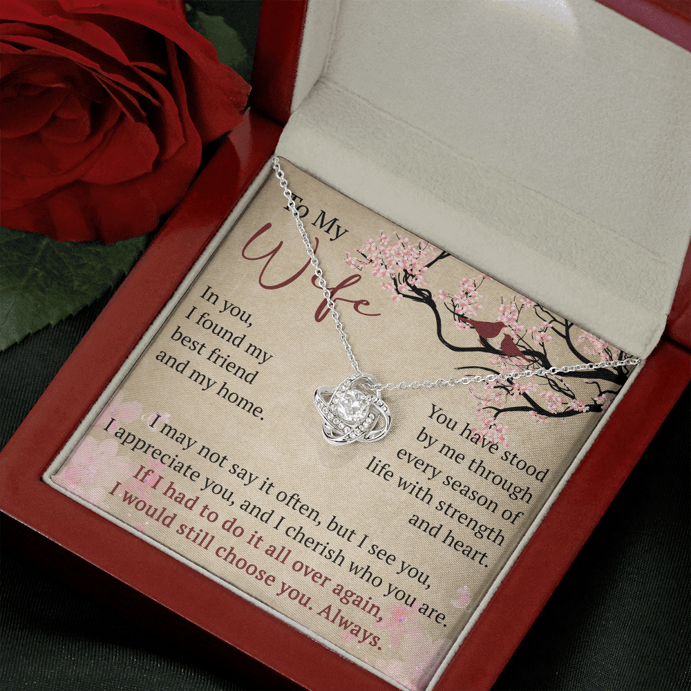To My Wife Love Knot Necklace Gift From Husband, Meaningful Jewelry for Soulmate, Partner, Bride - Birthday, Wedding Anniversary Present