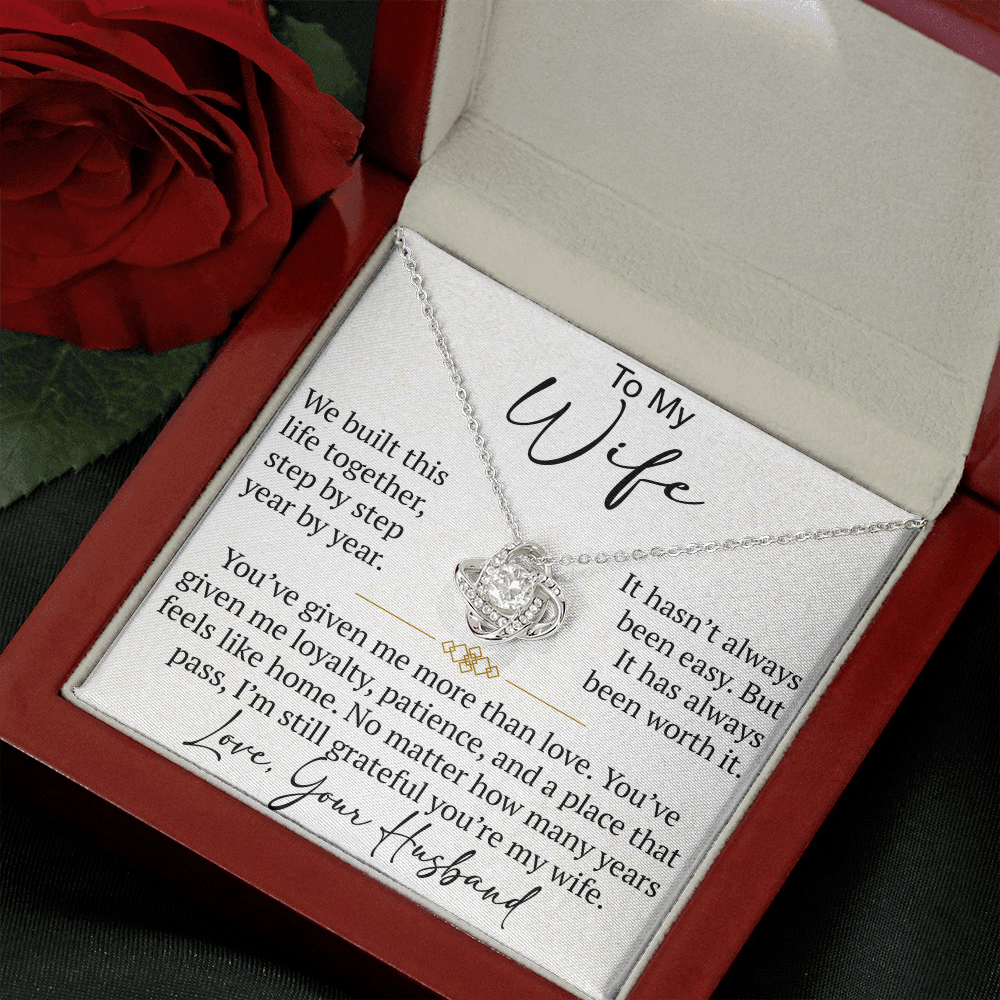 To My Wife Love Knot Necklace Gift From Husband, Meaningful Jewelry for Soulmate, Partner, Bride - Birthday, Wedding Anniversary Present