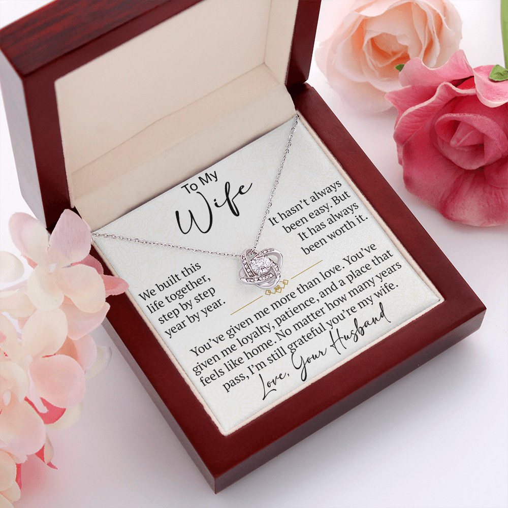 To My Wife Love Knot Necklace Gift From Husband, Meaningful Jewelry for Soulmate, Partner, Bride - Birthday, Wedding Anniversary Present