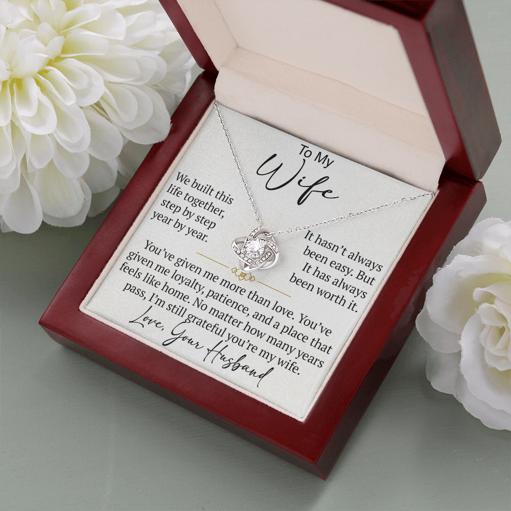 To My Wife Love Knot Necklace Gift From Husband, Meaningful Jewelry for Soulmate, Partner, Bride - Birthday, Wedding Anniversary Present