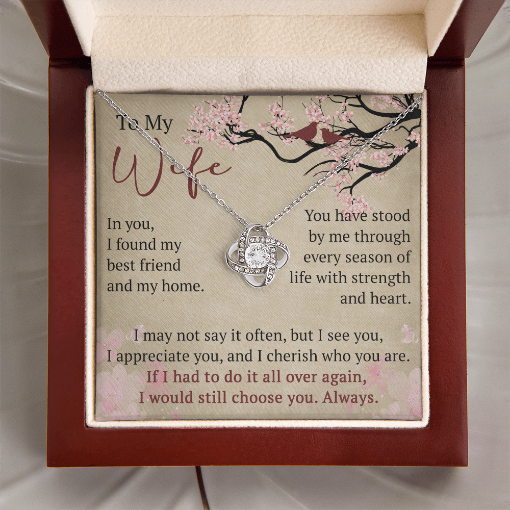 To My Wife Love Knot Necklace Gift From Husband, Meaningful Jewelry for Soulmate, Partner, Bride - Birthday, Wedding Anniversary Present