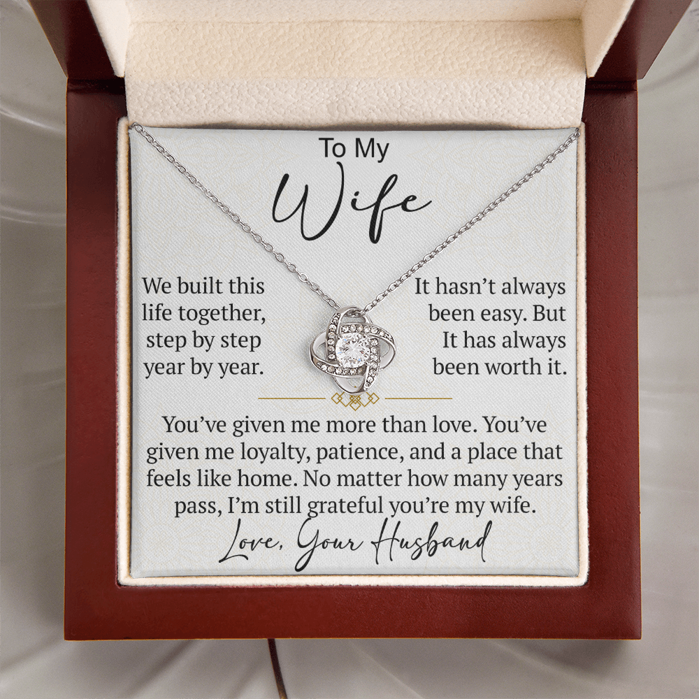 To My Wife Love Knot Necklace Gift From Husband, Meaningful Jewelry for Soulmate, Partner, Bride - Birthday, Wedding Anniversary Present