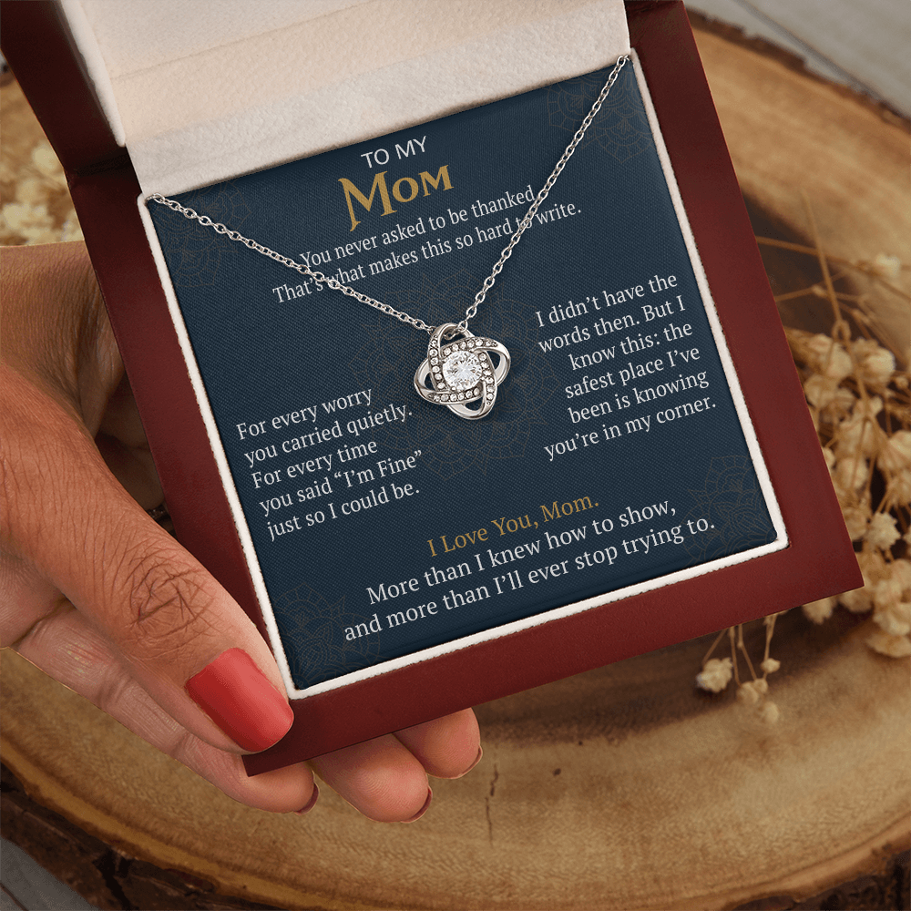 To My Mom Love Knot Necklace Gift from Daughter Son,  Meaningful Birthday Jewelry for Mother, Mama