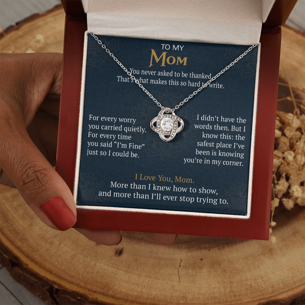 To My Mom Love Knot Necklace Gift from Daughter Son,  Meaningful Birthday Jewelry for Mother, Mama