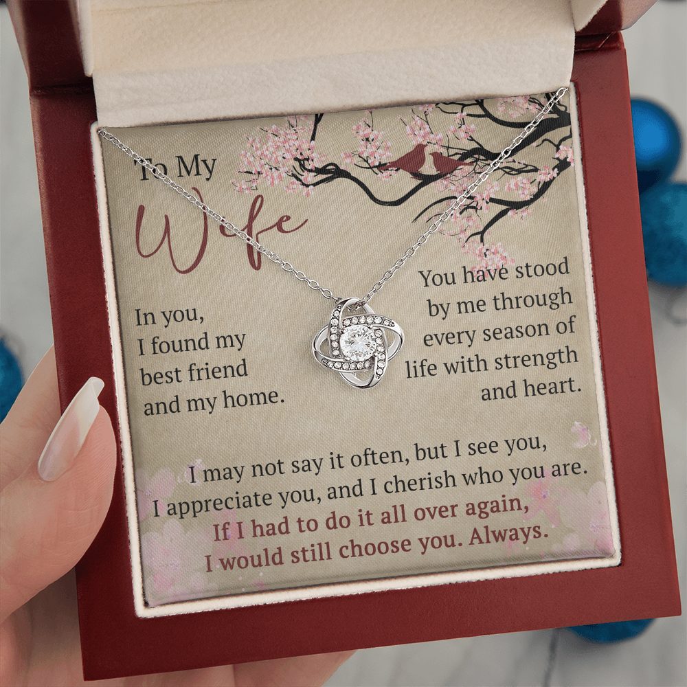 To My Wife Love Knot Necklace Gift From Husband, Meaningful Jewelry for Soulmate, Partner, Bride - Birthday, Wedding Anniversary Present