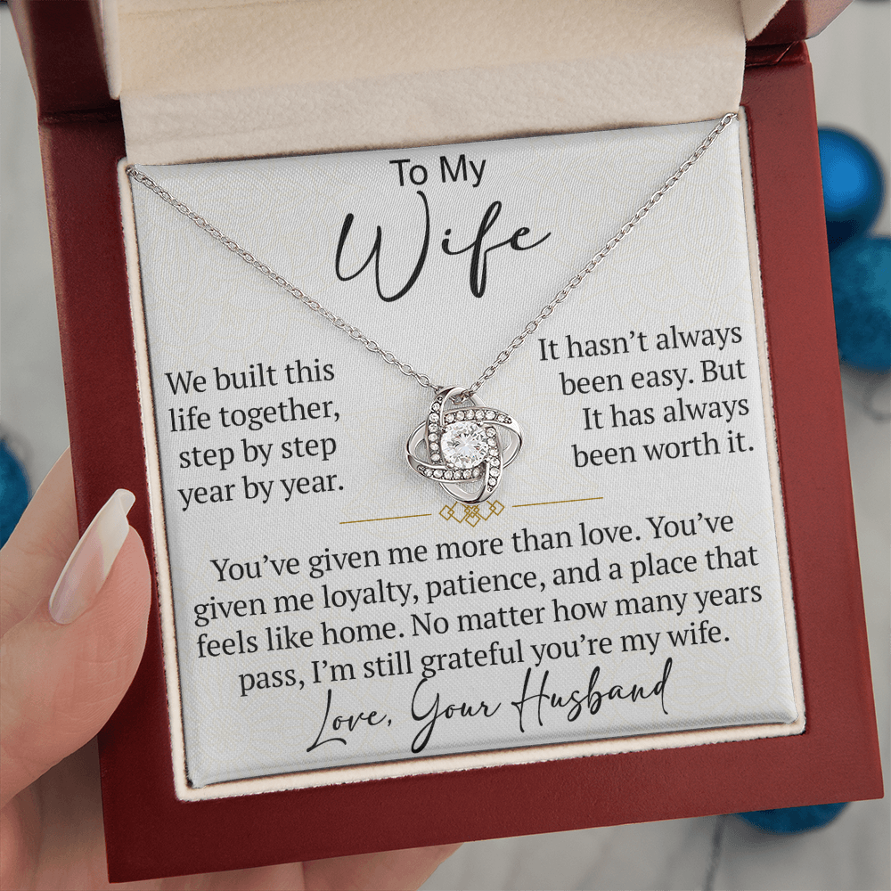 To My Wife Love Knot Necklace Gift From Husband, Meaningful Jewelry for Soulmate, Partner, Bride - Birthday, Wedding Anniversary Present