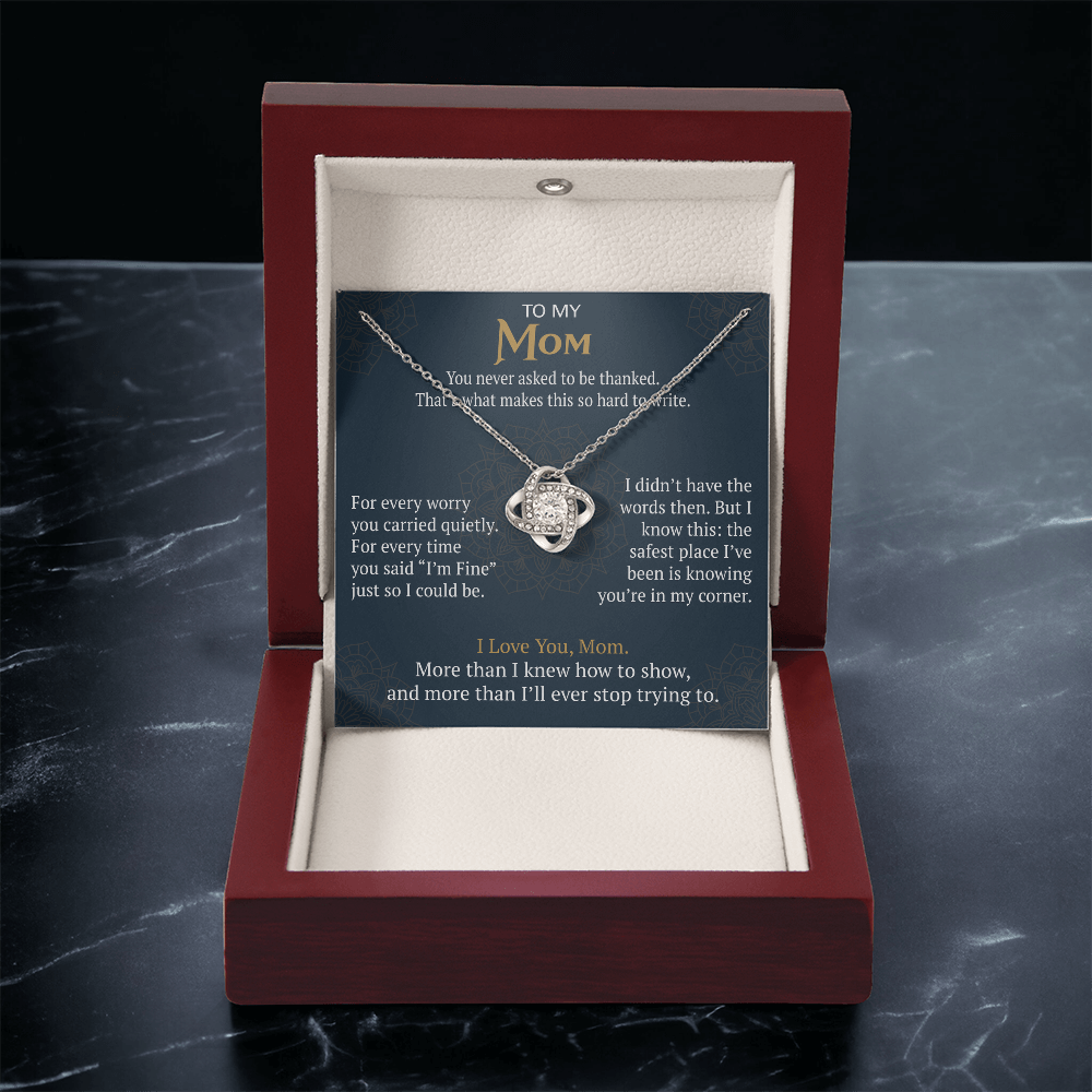 To My Mom Love Knot Necklace Gift from Daughter Son,  Meaningful Birthday Jewelry for Mother, Mama