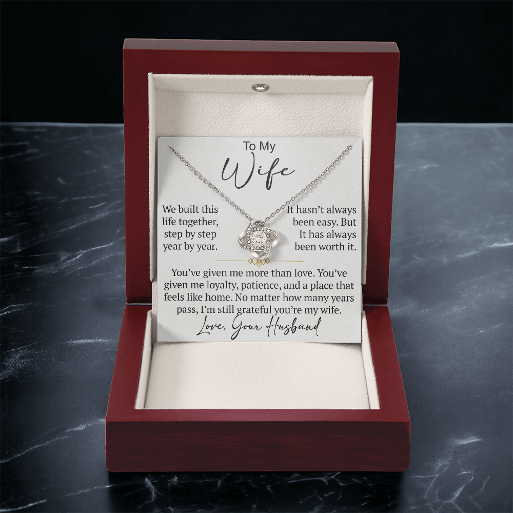 To My Wife Love Knot Necklace Gift From Husband, Meaningful Jewelry for Soulmate, Partner, Bride - Birthday, Wedding Anniversary Present