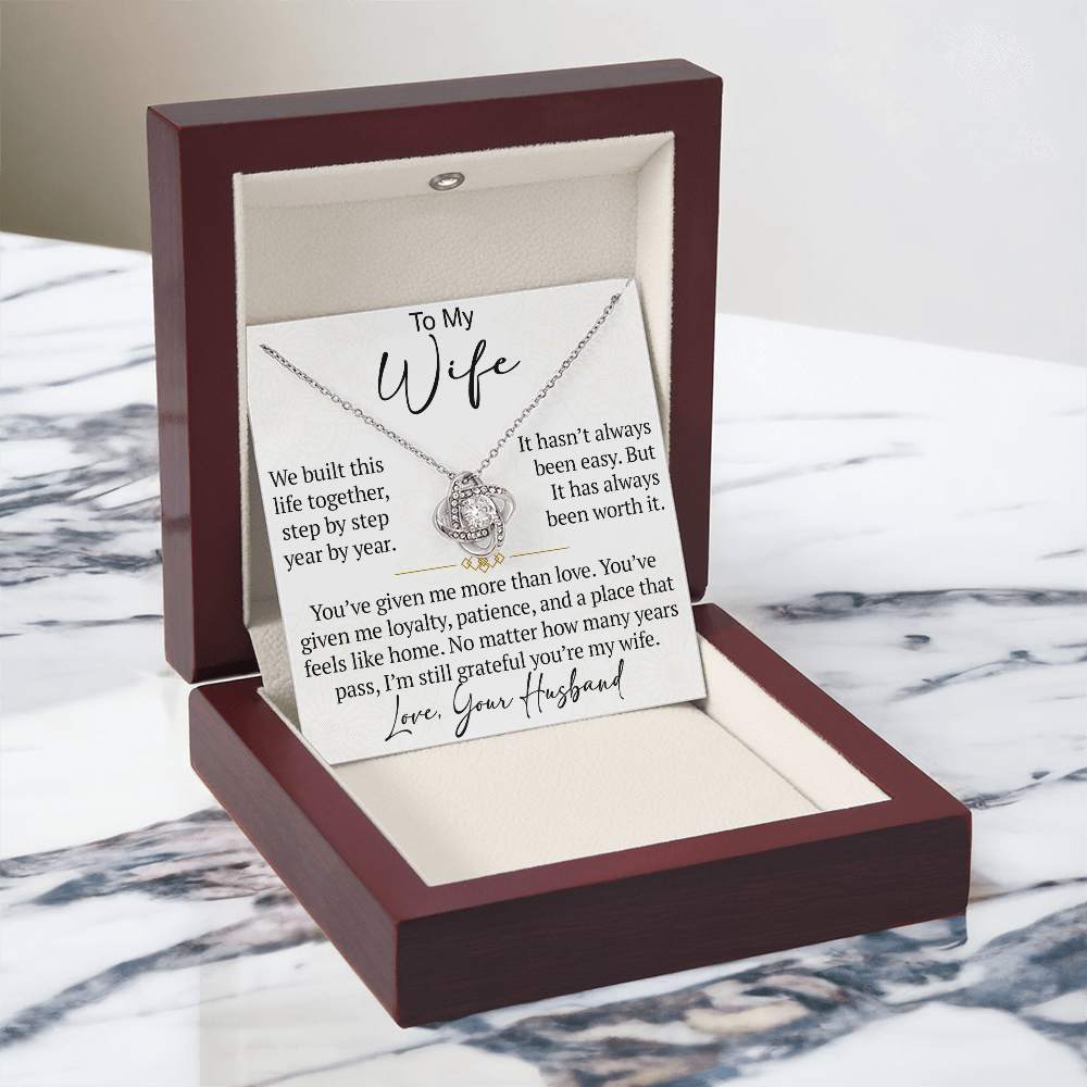 To My Wife Love Knot Necklace Gift From Husband, Meaningful Jewelry for Soulmate, Partner, Bride - Birthday, Wedding Anniversary Present