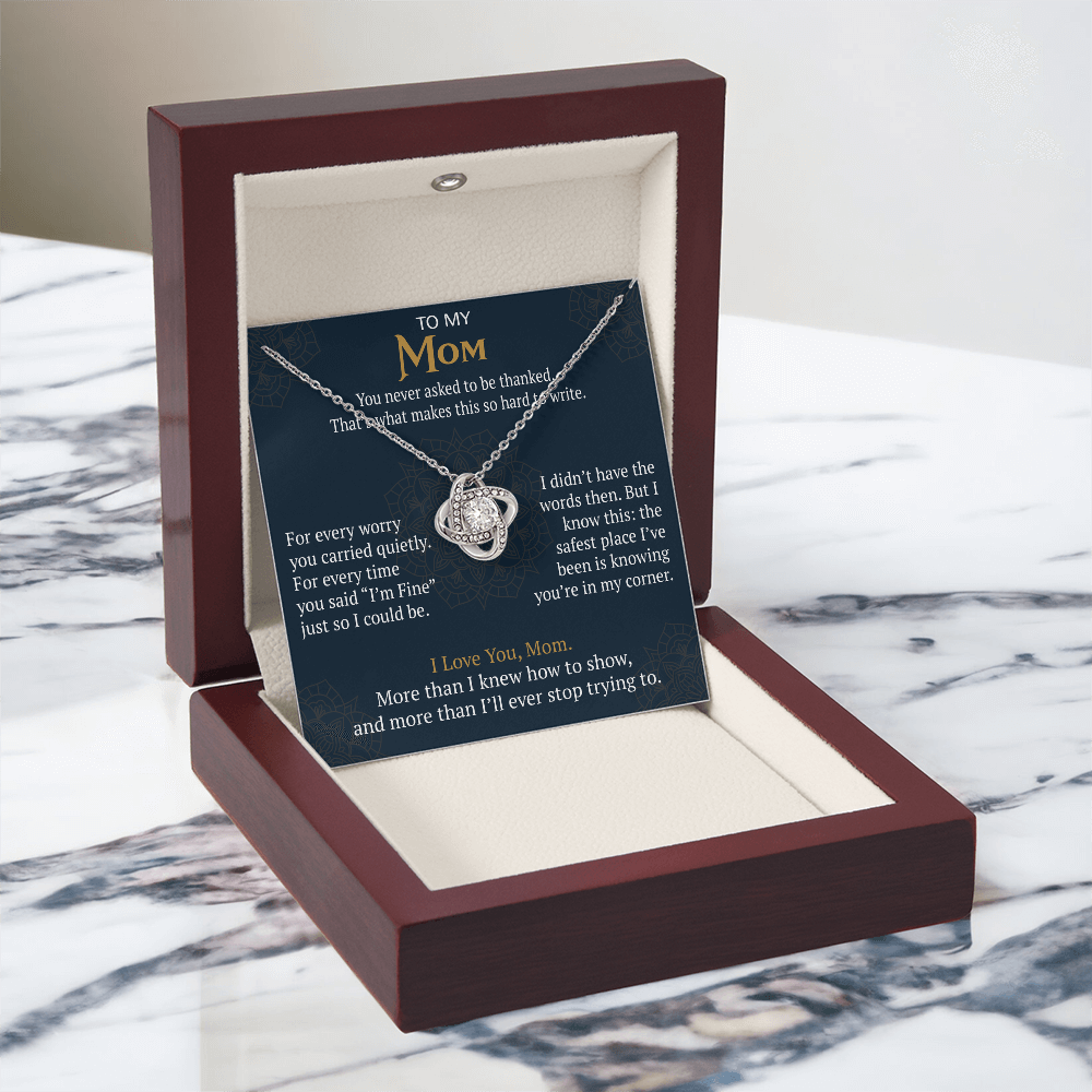 To My Mom Love Knot Necklace Gift from Daughter Son,  Meaningful Birthday Jewelry for Mother, Mama