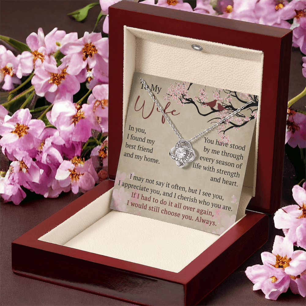 To My Wife Love Knot Necklace Gift From Husband, Meaningful Jewelry for Soulmate, Partner, Bride - Birthday, Wedding Anniversary Present