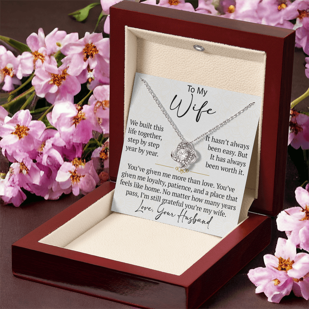 To My Wife Love Knot Necklace Gift From Husband, Meaningful Jewelry for Soulmate, Partner, Bride - Birthday, Wedding Anniversary Present