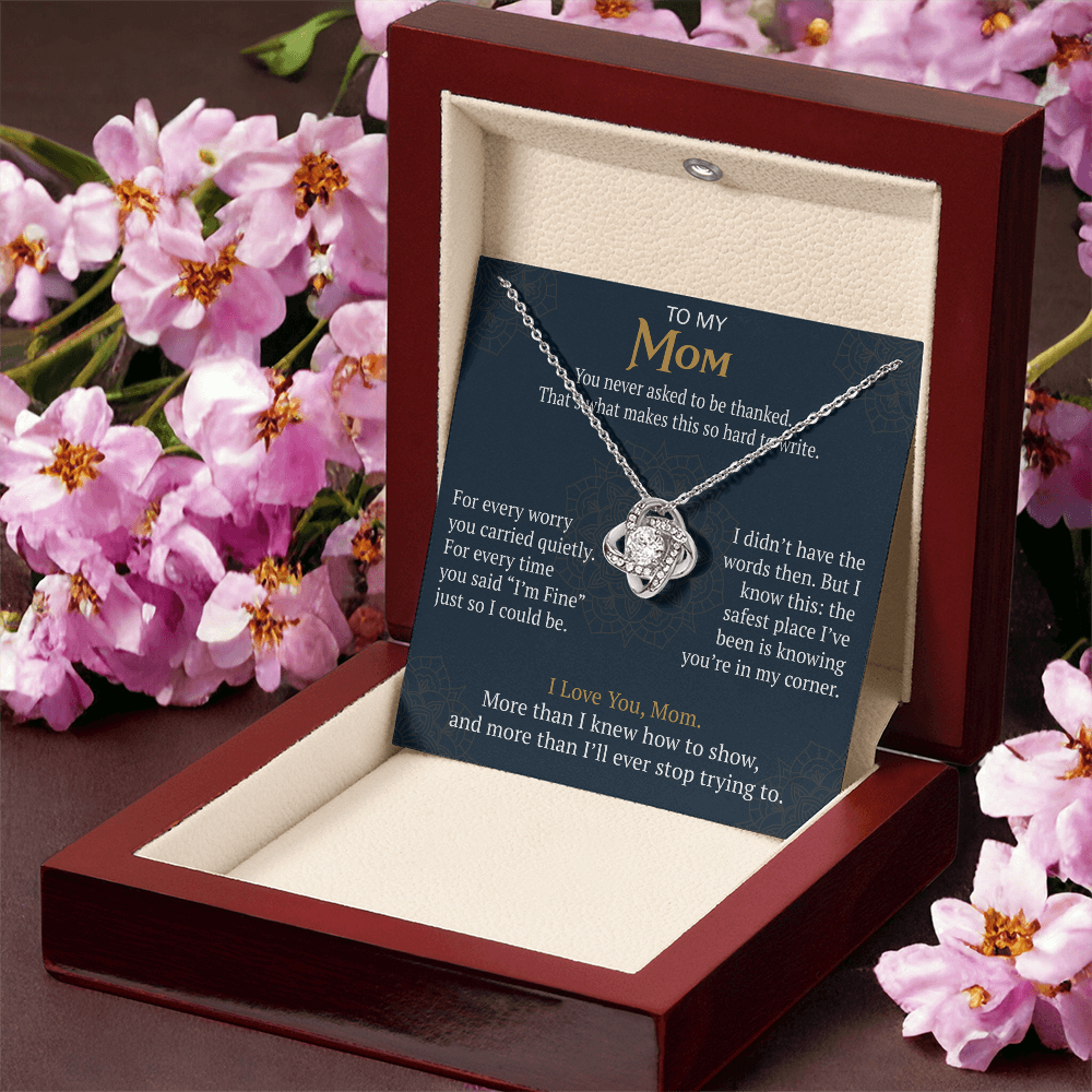 To My Mom Love Knot Necklace Gift from Daughter Son,  Meaningful Birthday Jewelry for Mother, Mama
