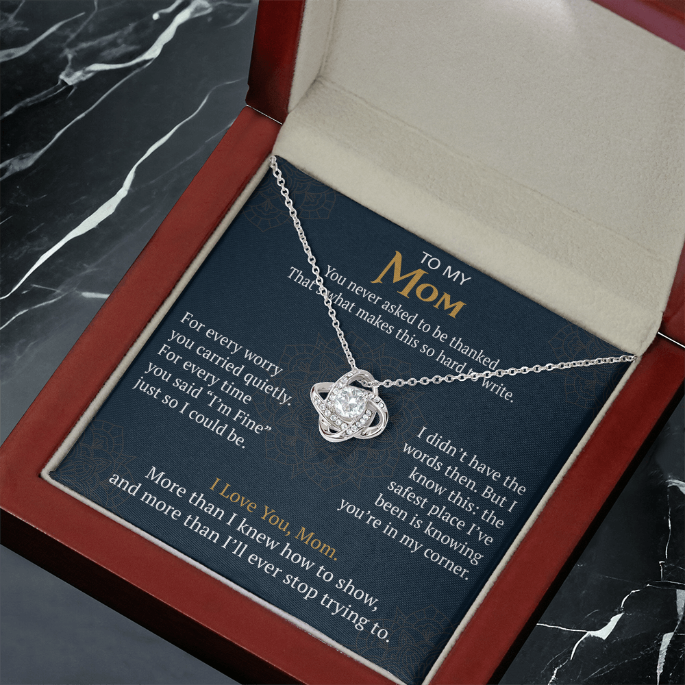 To My Mom Love Knot Necklace Gift from Daughter Son,  Meaningful Birthday Jewelry for Mother, Mama