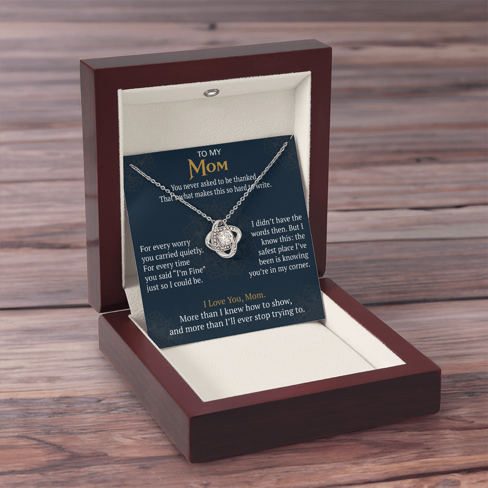 To My Mom Love Knot Necklace Gift from Daughter Son,  Meaningful Birthday Jewelry for Mother, Mama