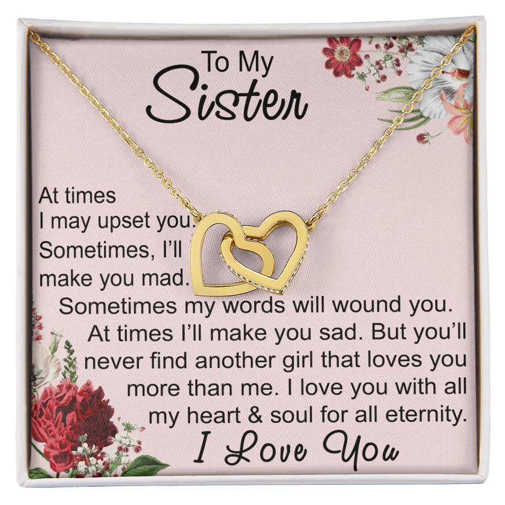 To My Sister Interlocking Hearts Necklace - Unique Gift for Birthday, Christmas, Mother's Day, Wedding