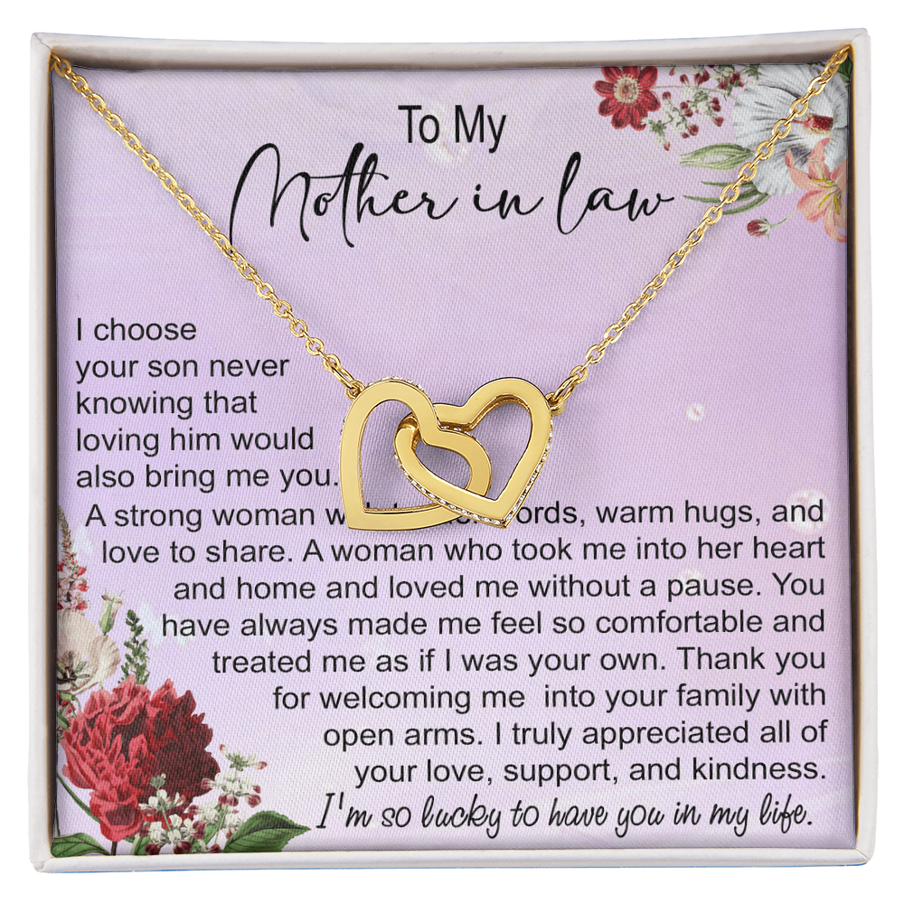 To My Mother In Law Interlocking Hearts Necklace, Mother In Law Gift, Mother Of The Groom Gift From Bride, Wedding Gifts For Mother In Law