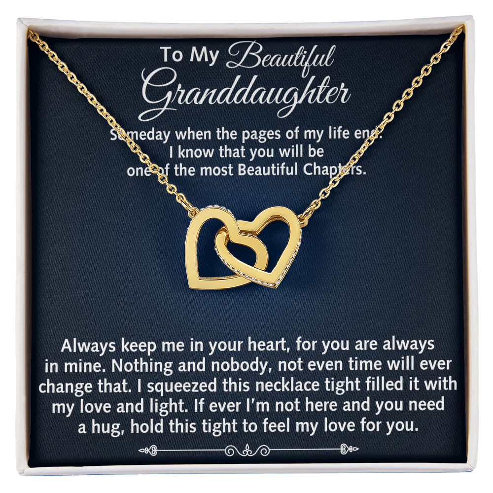 To My Beautiful Granddaughter Birthday Gift Interlock Joined Heart Necklace Gift (134304733391)