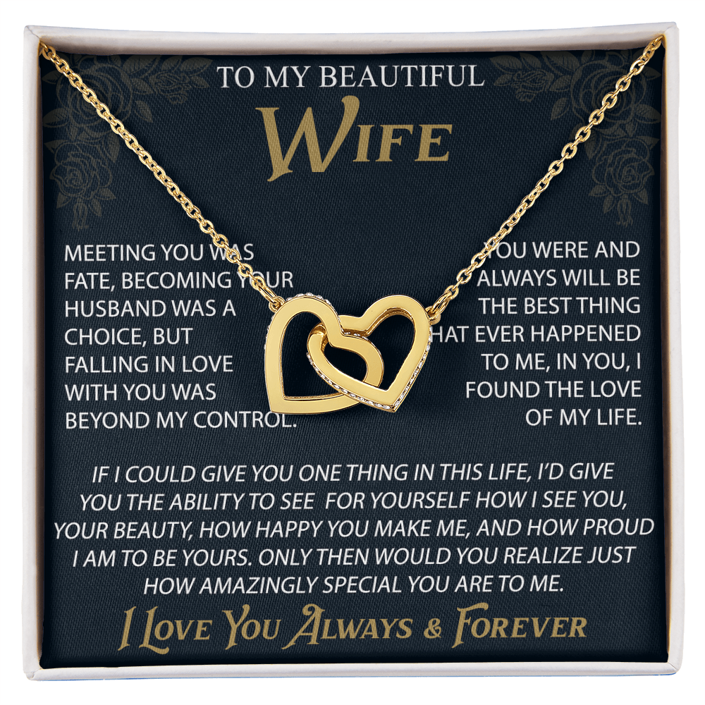 To My Wife Interlocking Hearts Necklace, Christmas Gifts For Women, Anniversary Gift For Wife