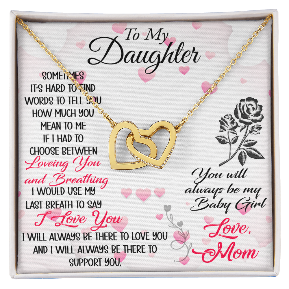 To My Daughter Interlock Heart Necklace - Luxury Family Matching Gift from Dad, Father for Birthday, Christmas, or any Special Occasion
