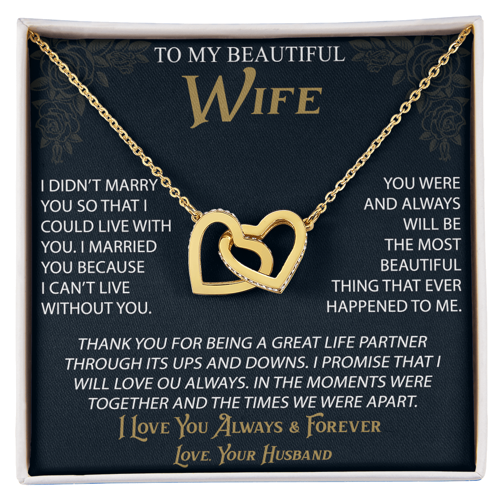 To My Wife Interlocking Hearts Necklace from Husband, Christmas Gifts For Women, Anniversary Gift For Wife, Soulmate