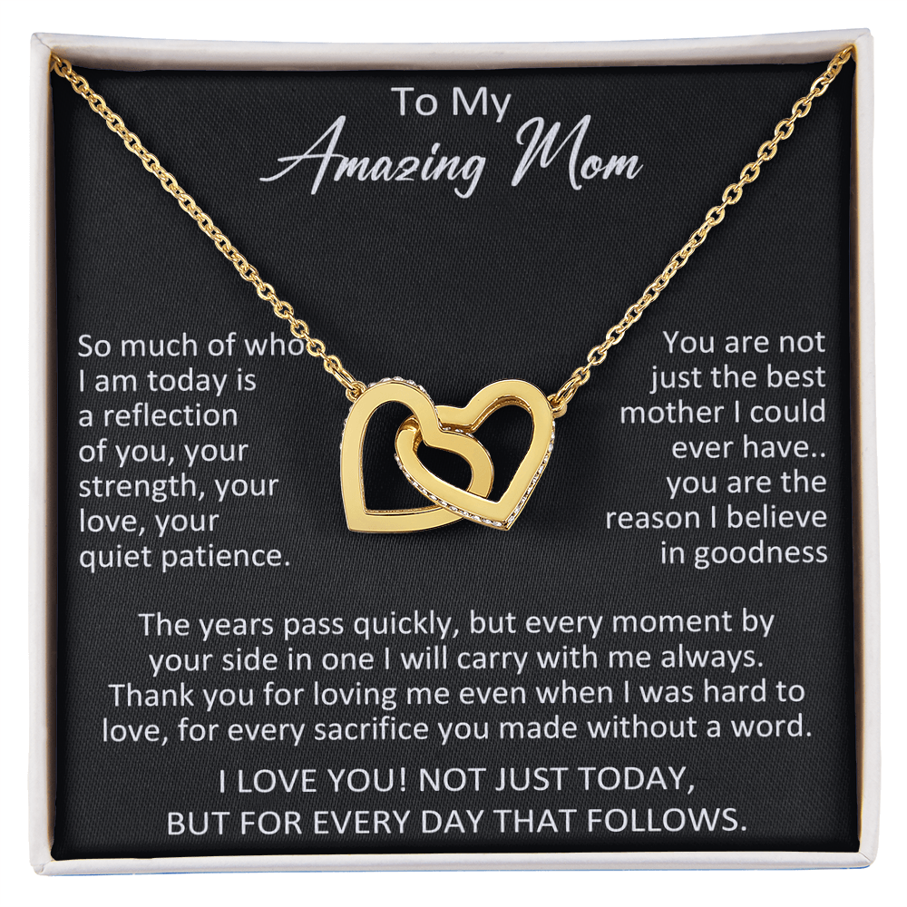 To My Amazing Mom Interlocking Heart Necklace - Meaningful Birthday Gift for Mother from Daughter, Son