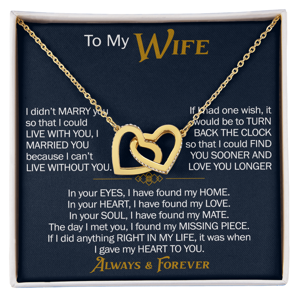 To My Wife Interlocking Hearts Necklace Gift From Husband, Meaningful Jewelry for Soulmate, Partner, Bride